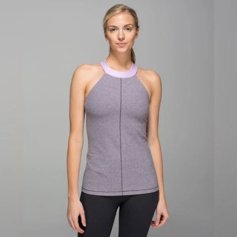 Lululemon 🍋 Motivate Tank Wee Stripe Heathered Dark Grey Pretty Purple ✨NWT✨